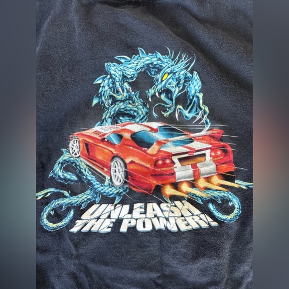 Vintage Black Graphic Sideout Shirt with Car and Dragon Design - Picture 2 of 6